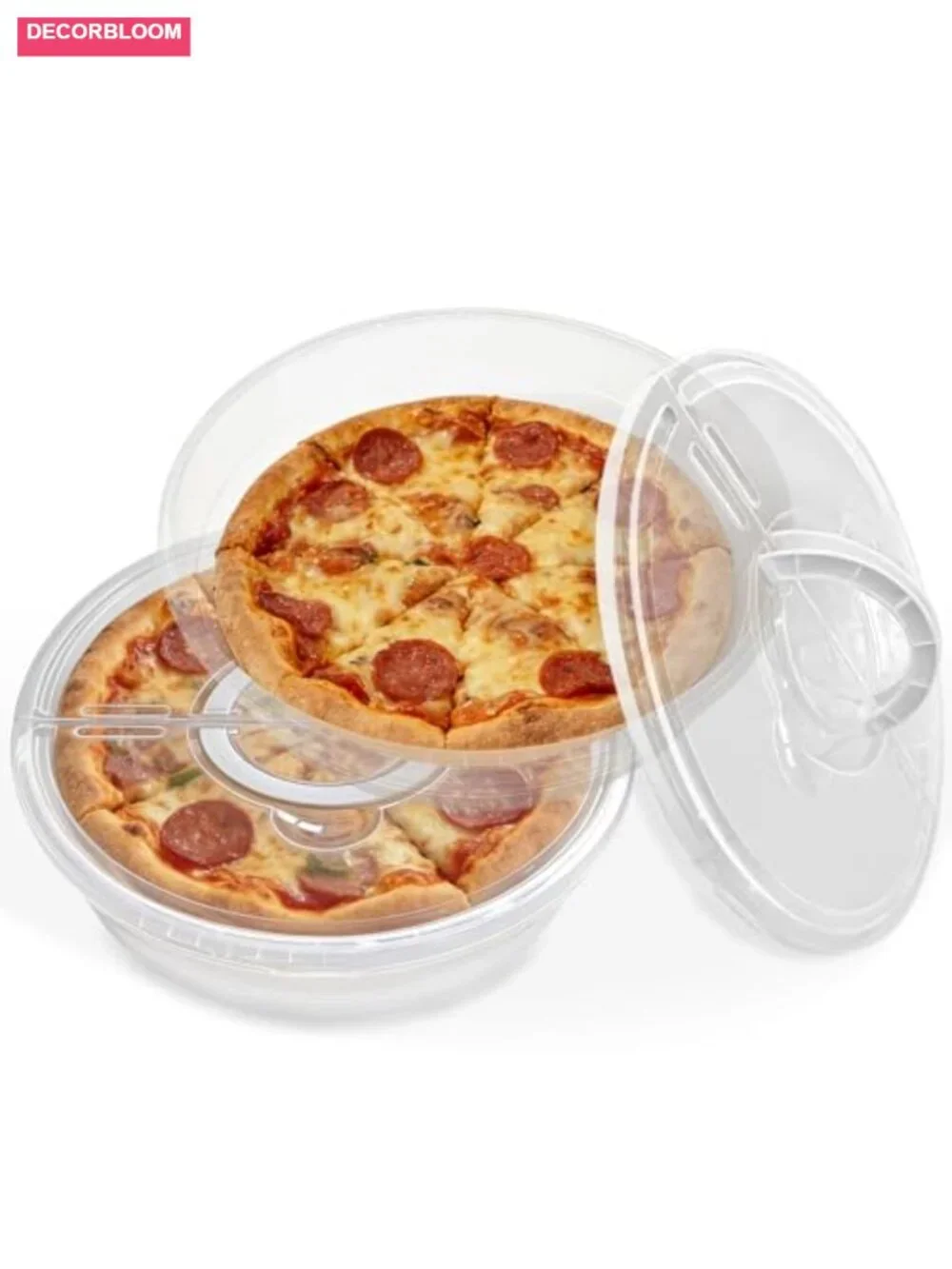 Pizza Storage Container Set 2 Pack with Egg Tray Reusable Pie Carrier